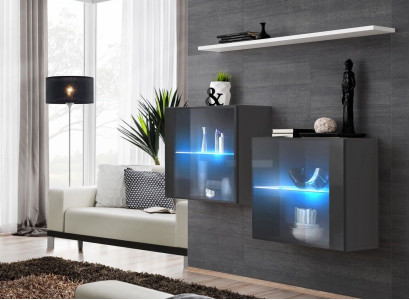 Luxury Furniture Living room Complete Wall unit Wood Furnishings Wall Cabinet Wall Shelf